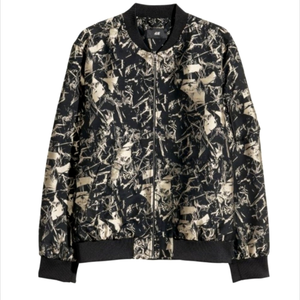👑 Black & Metallic Gold H&M Bomber Jacket